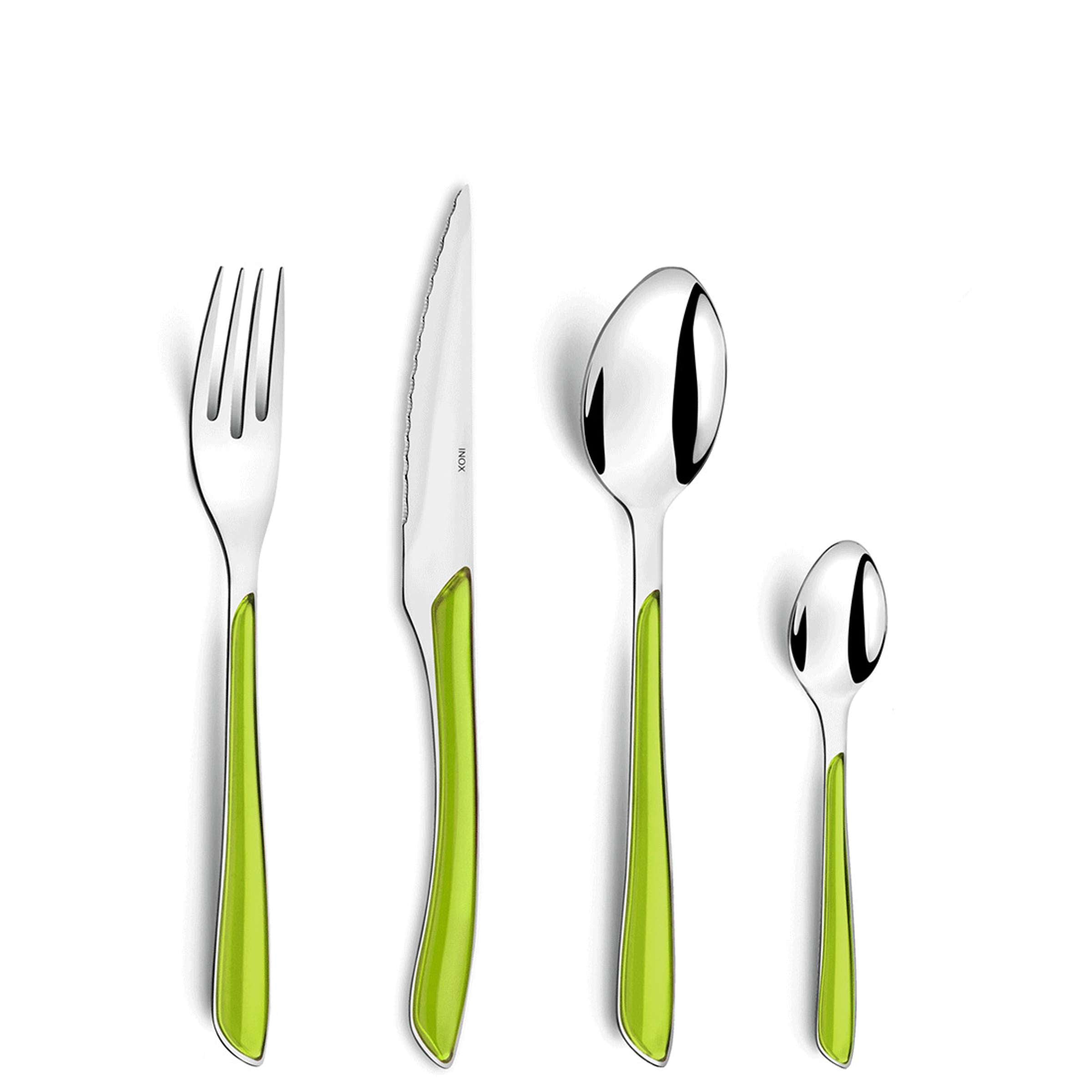 ECLAT Besteckset 24-teilig in anisgrün von Amefa, Messer, Gabeln, Löffel aus Edelstahl, elegantes Geschirr für den Tisch