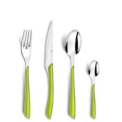 ECLAT Besteckset 24-teilig in anisgrün von Amefa, Messer, Gabeln, Löffel aus Edelstahl, elegantes Geschirr für den Tisch