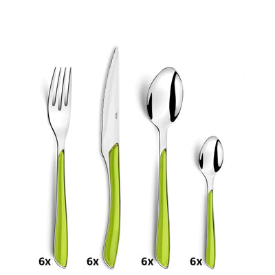 ECLAT Besteckset 16-teilig aus Edelstahl in anisgrüner Farbe, mit Messer, Gabel, Löffel und Teelöffel von Amefa