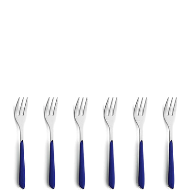 Kuppels PRISMA Kuchengabel Set, 6-teilig, indigoblau, Edelstahl, elegantes Besteck für den Tisch