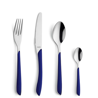 24-teiliges PRISMA Besteckset von Kuppels in indigoblau, besteht aus Messer, Gabel, Löffel und Teelöffel, elegante Essbesteck.