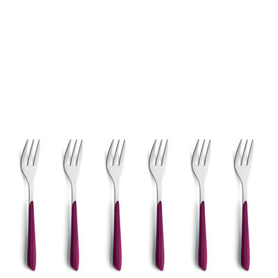 Kuppels PRISMA Kuchengabel-Set, 6-teilig, wildberry, modernes Besteck aus Edelstahl mit buntem Griff, perfekt für den Esstisch