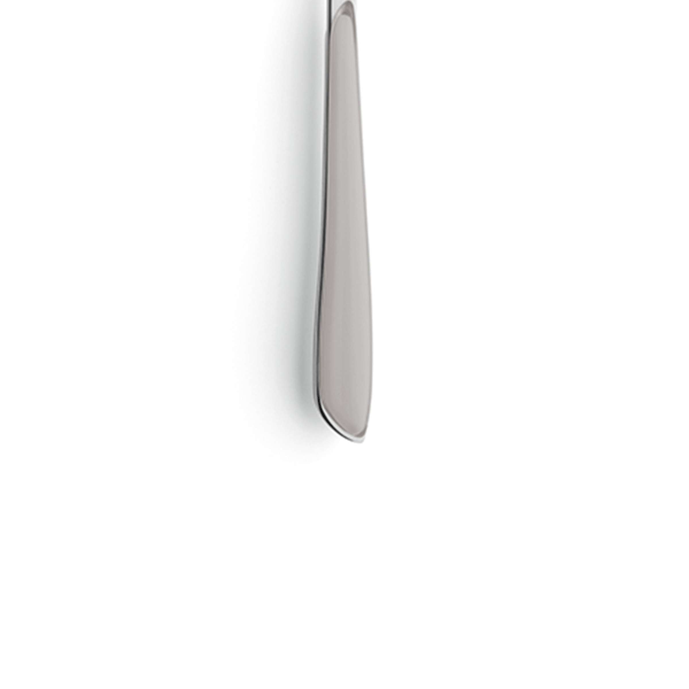 Hellgrauer Kuppels PRISMA Kaffeelöffel aus Edelstahl, einzelnes Besteckstück mit elegantem Design, Nahaufnahme