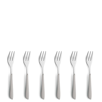Sechsteiliges PRISMA Kuchengabel-Set von Kuppels in hellgrau, elegante Besteck-Gabeln für den täglichen Gebrauch