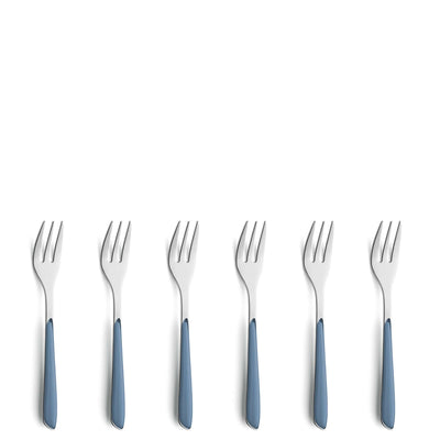 Kuppels PRISMA Kuchengabel-Set aus 6 Teilen in denimblau, langlebiges Besteck für den täglichen Gebrauch, stilvolles Design
