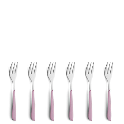 Prisma Kuchengabel Set aus Kuppels, 6-teilig, altrosa, Edelstahl, elegante Besteck für den Tisch, detailreiche Nahaufnahme