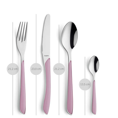 Kuppels PRISMA Besteckset 24-teilig altrosa, Edelstahl Besteck mit Messer, Gabel, Löffel, in Geschenkbox, elegantes Design
