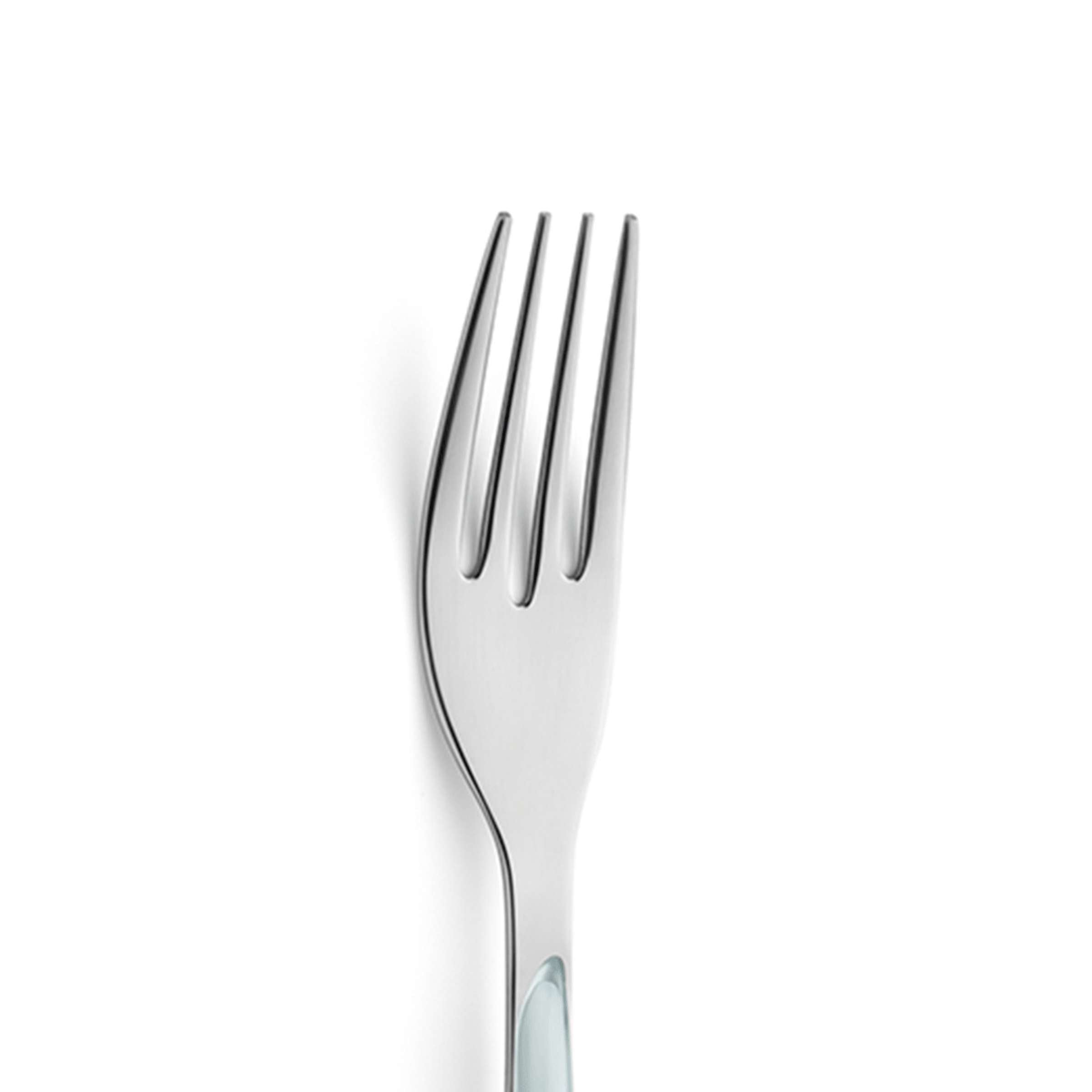 Ein einzelnes PRISMA Menügabel von Kuppels, aus hochwertigem Edelstahl, mit eleganten, modernen Design in Mint.