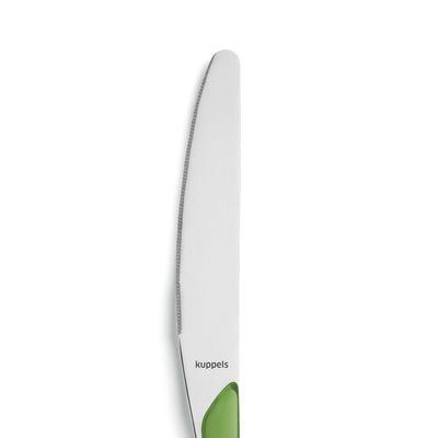 Kuppels PRISMA Menümesser Vollheft in Springgreen, elegantes Messerset mit grünem Griff, perfekt für den gedeckten Tisch