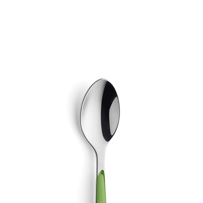Kuppels PRISMA Kaffeelöffel in springgreen aus Edelstahl, ein einzelnes Besteckstück für Kaffeezubehör.
