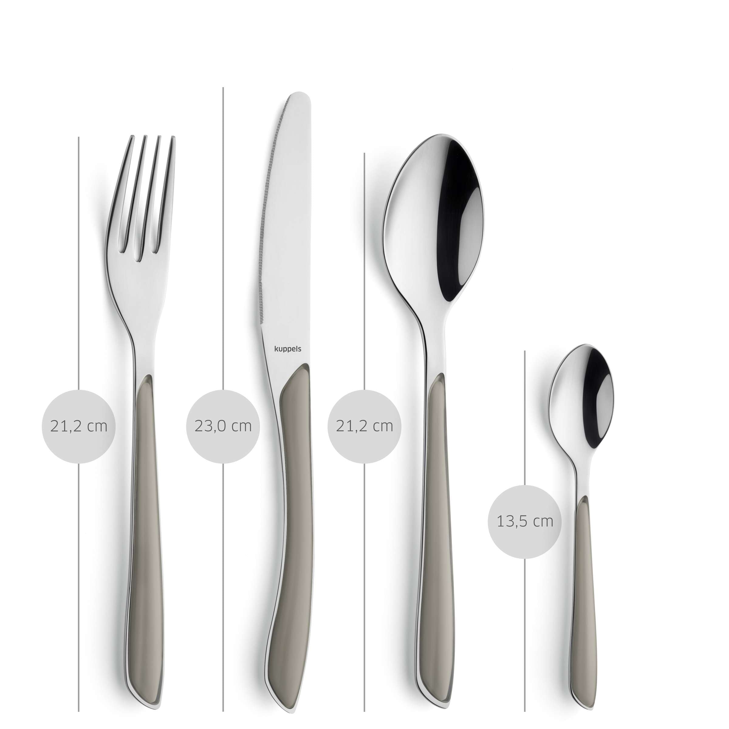 Kuppels PRISMA Besteckset 24-teilig in Taupe, Messer, Gabel, Löffel aus Edelstahl, elegantes Geschirr für den Tisch