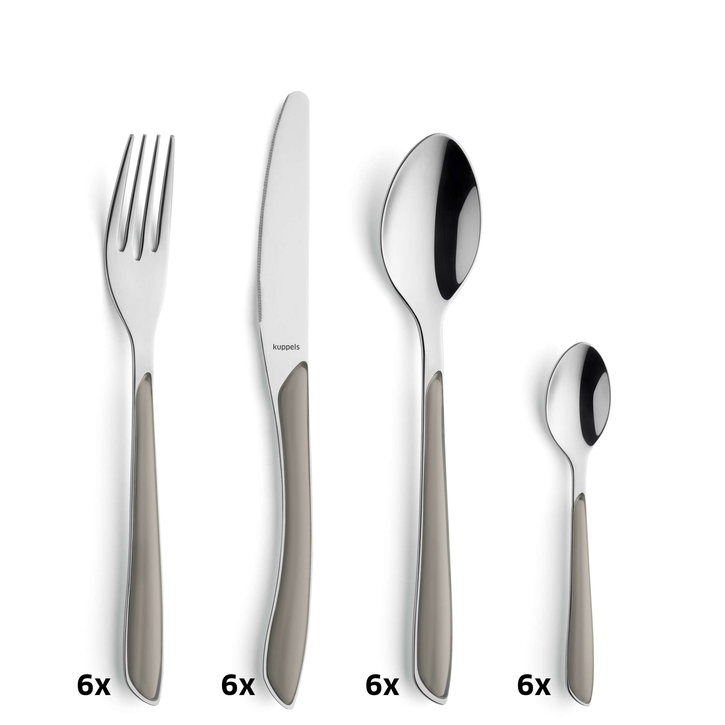 Kuppels PRISMA Besteckset 24-teilig in Taupe, Messer, Gabel, Löffel aus hochwertigem Edelstahl, elegantes Geschirr für den Tisch