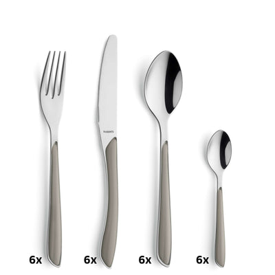 Kuppels PRISMA Besteckset 24-teilig in Taupe, Messer, Gabel, Löffel aus hochwertigem Edelstahl, elegantes Geschirr für den Tisch