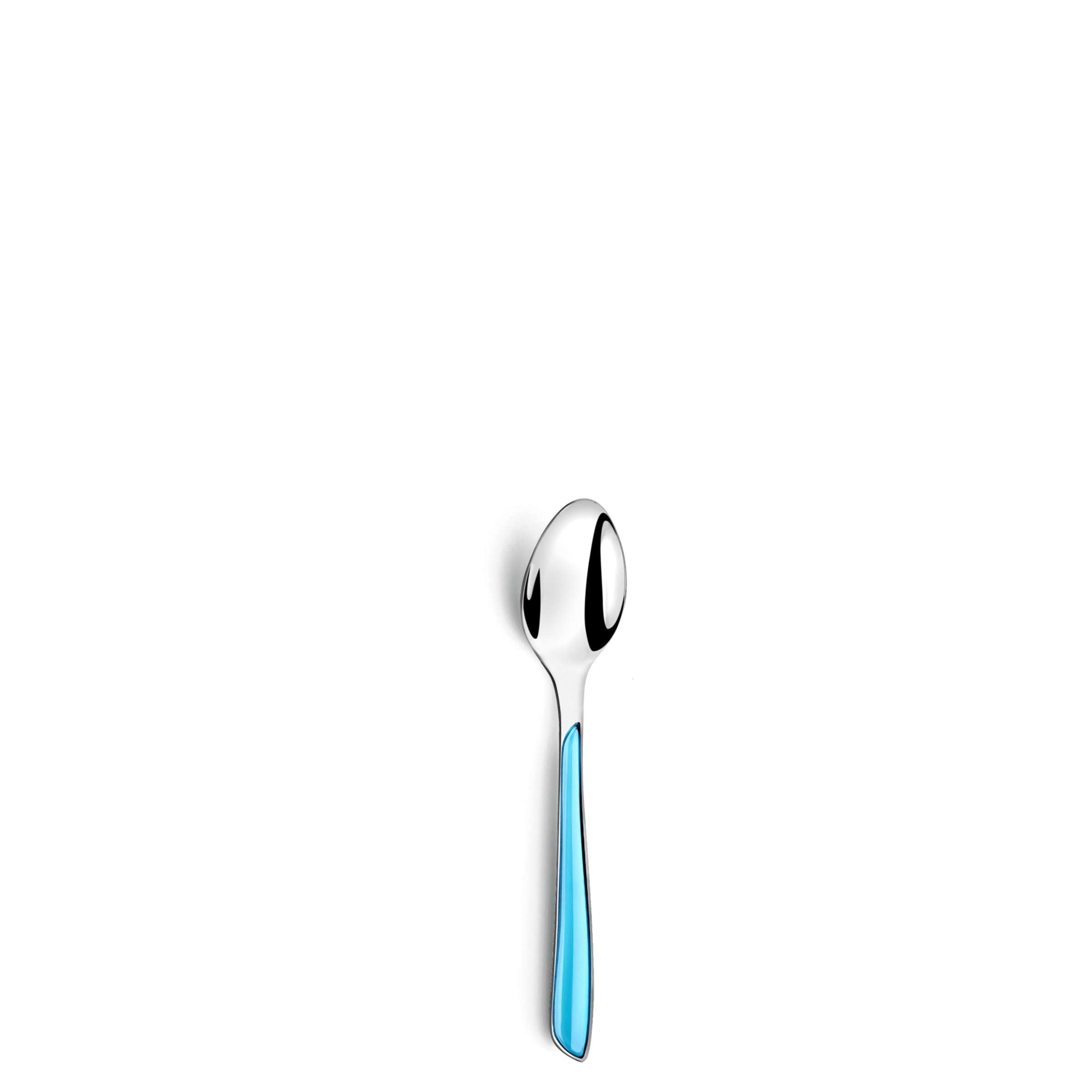 ECLAT Besteckset 24-teilig von Amefa, türkis, Edelstahl, Messer, Gabeln, Löffel elegant auf weißem Hintergrund.
