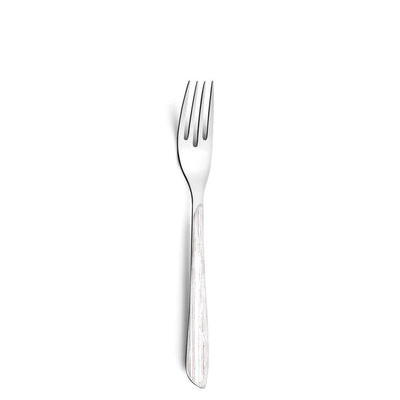 Weißes ECLAT NATURE Besteckset von Amefa, 24-teilig, mit Messer, Gabel, Löffel und Teelöffeln auf weißem Hintergrund