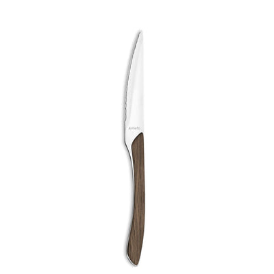 ECLAT NATURE Besteckset 24-teilig von Amefa, dunkelbraunes Messer, Gabel, Löffel aus Edelstahl auf weißem Hintergrund