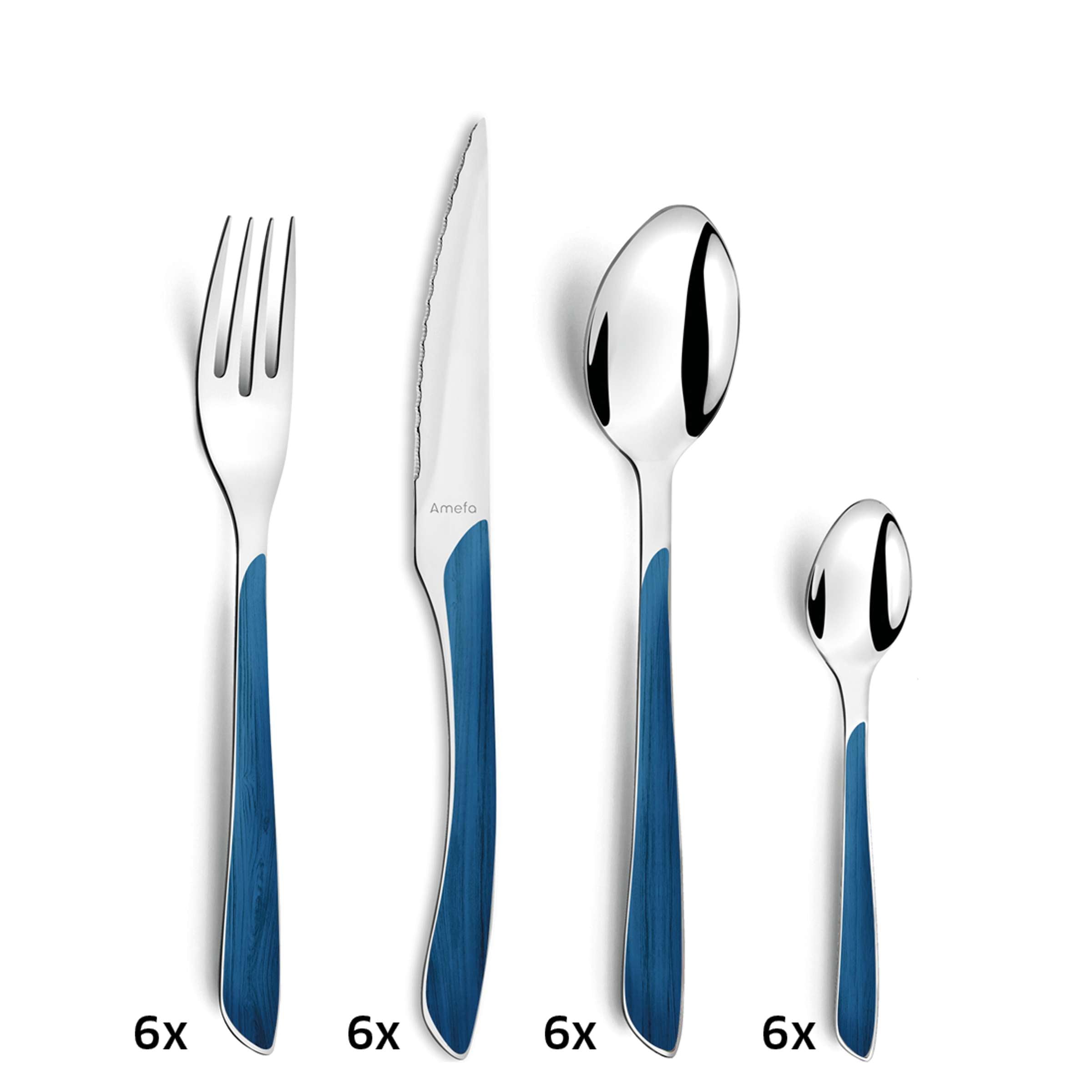 ECLAT NATURE Besteckset 24-teilig von Amefa, blau, Messer, Gabeln, Löffel, hochwertiges Geschirrset, für den Esstisch