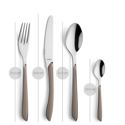Kuppels PRISMA Besteckset 24-teilig, mattierte Kakao-Farbe, hochwertiges Edelstahl Besteck für Mahlzeiten und Anlässe