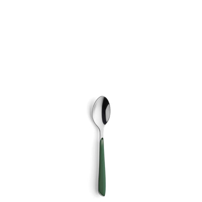 Kuppels PRISMA Kaffeelöffel tannengrün mattiert, eleganter Edelstahllöffel für Kaffee, detailreiche Oberfläche, modernes Design