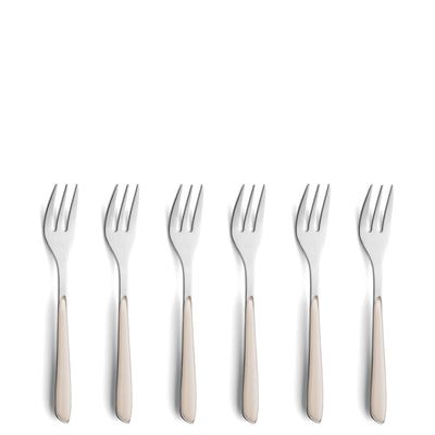 Kuppels PRISMA Kuchengabel Set aus 6 mattierten Baumwoll-Gabeln, elegantes Besteck für den Esstisch