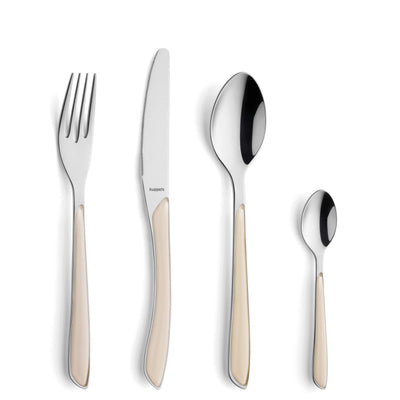Kuppels PRISMA Besteckset 24-teilig, mattierte Oberfläche, aus hochwertigem Edelstahl, mit Baumwoll-Details, elegantes Besteck für den Alltag