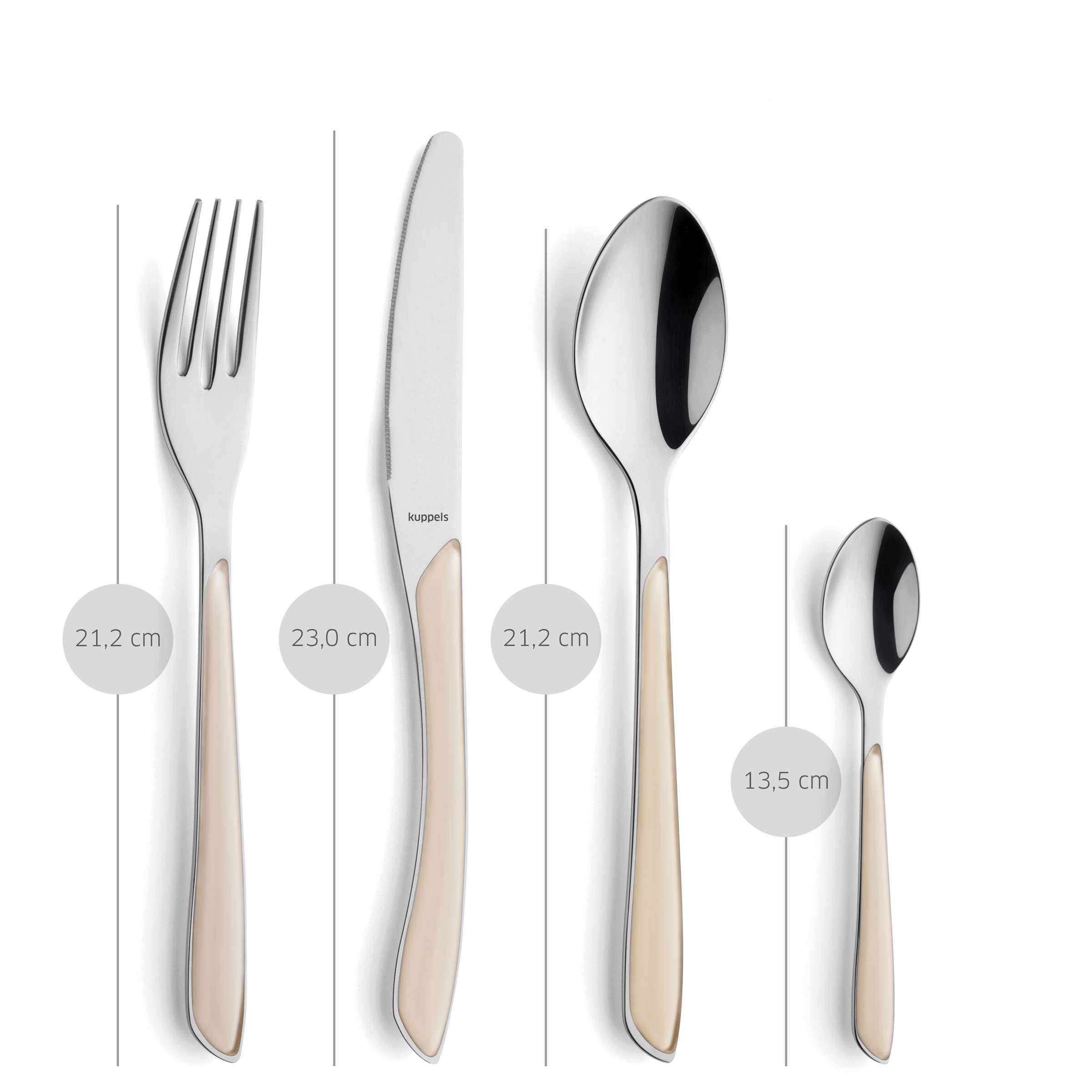 Kuppels PRISMA Besteckset 24-teilig aus Edelstahl mit matter, Baumwoll-Optik, elegantes Besteck für den Tisch
