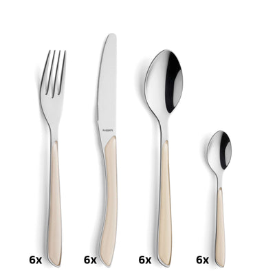 Kuppels PRISMA Besteckset 24-teilig, mattiert, aus Edelstahl, mit Baumwoll-Optik, voll funktionsfähig und elegant gestaltet