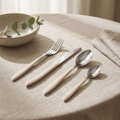 Kuppels PRISMA Besteckset 24-teilig aus mattiertem Edelstahl mit Baumwoll-Optik, inklusive Messer, Gabel, Löffel, in elegantem Design