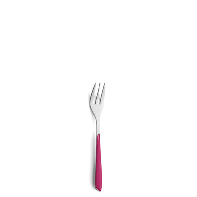 Sechsteiliges PRISMA Kuchengabel-Set von Kuppels in mattiertem Himbeerrot, perfekt für Dessert und Kuchen.