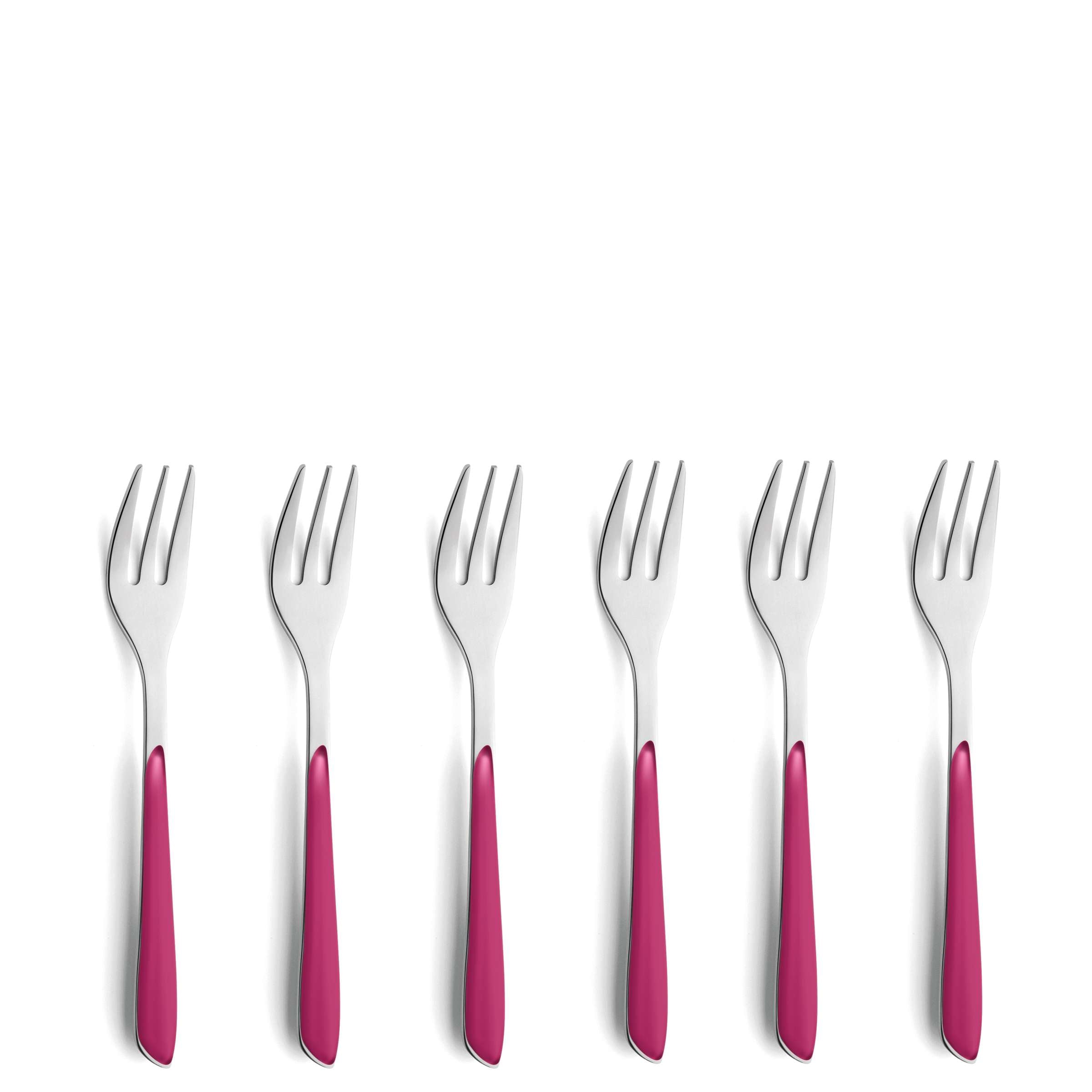 PRISMA Cake Fork Set 6-pieces raspberry satin