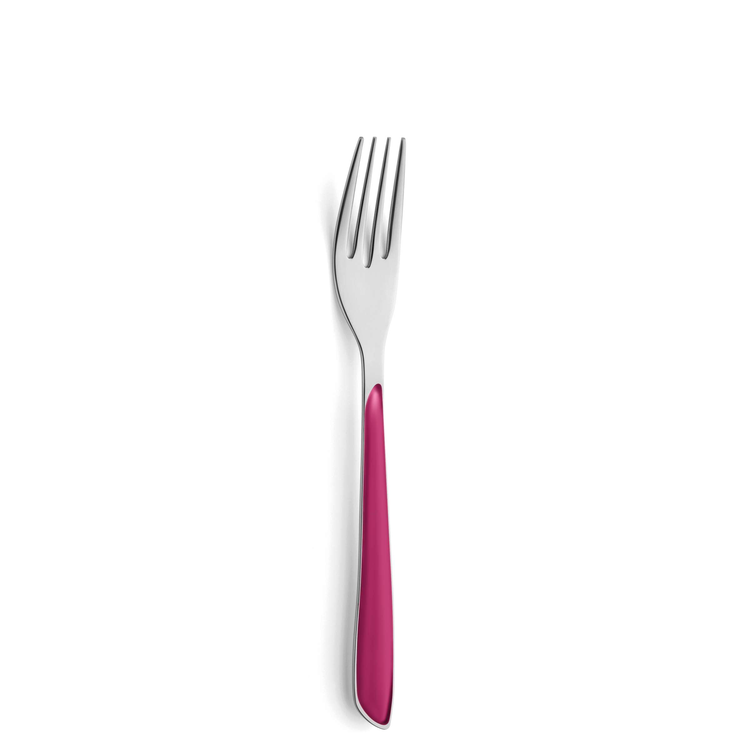 Himbeerrotes, mattiertes Besteckset aus 24 Teilen von Kuppels, inklusive Messer, Gabeln, Löffel und Teelöffel.