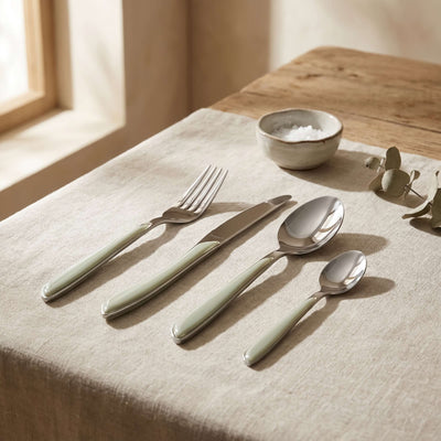 Kuppels PRISMA Kuchengabel-Set aus 6 Teilen in salbeigrün, mattiertes Design, elegante Besteck für den Esstisch