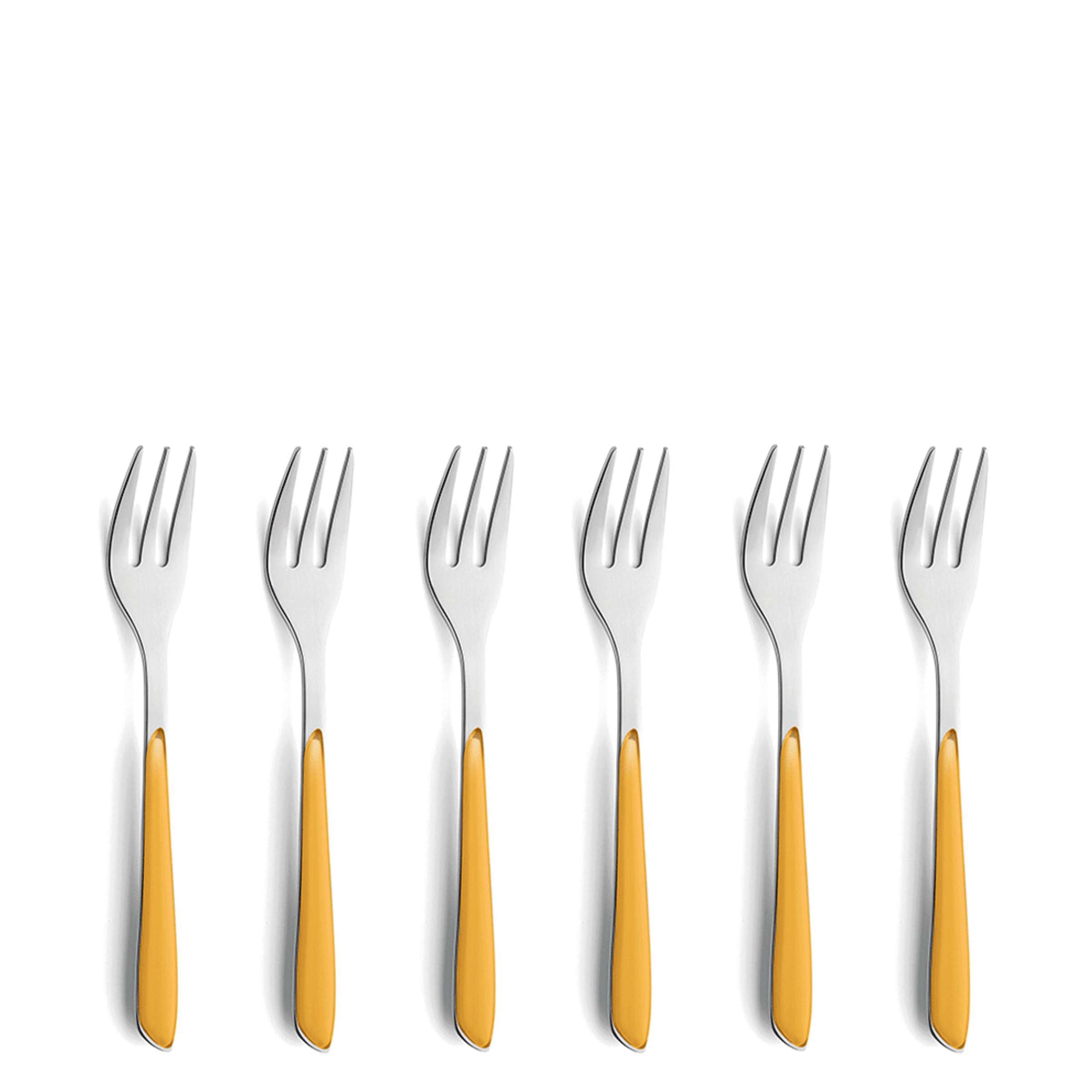 PRISMA Kuchengabel Set 6-teilig senfgelb mattiert