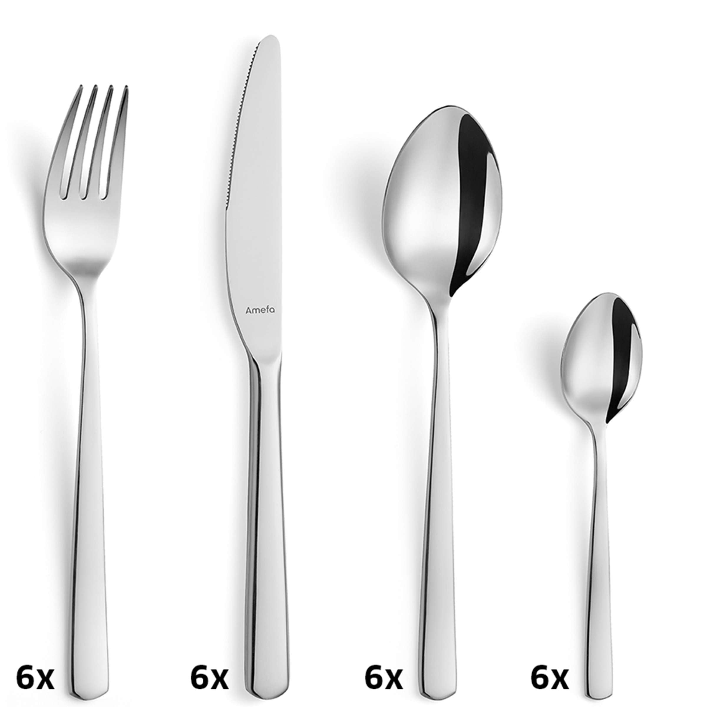 Amefa PHOENIX Besteckset, 24-teilig, Edelstahl, Messer, Gabeln, Löffel, modernes Design, für den täglichen Gebrauch