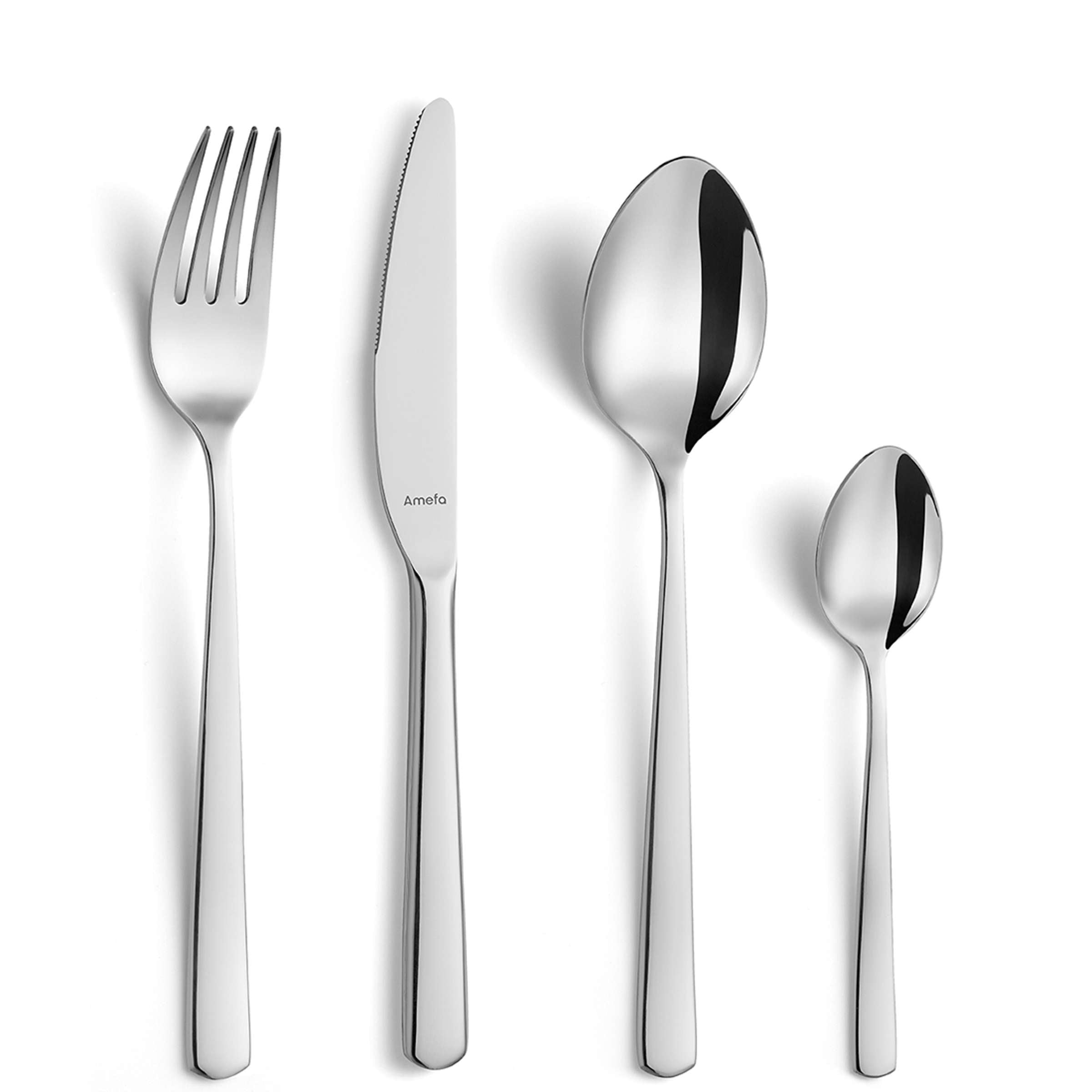 Amefa PHOENIX Besteckset, 24-teilig, glattes Edelstahl, Messer, Gabeln, Löffel, modernes Design, für den Tischgebrauch