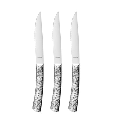 Amefa BONGO Steakmesser Set, 3-teilig, hochwertiges Messer-Set mit Edelstahlklingen und ergonomischen Griffen.