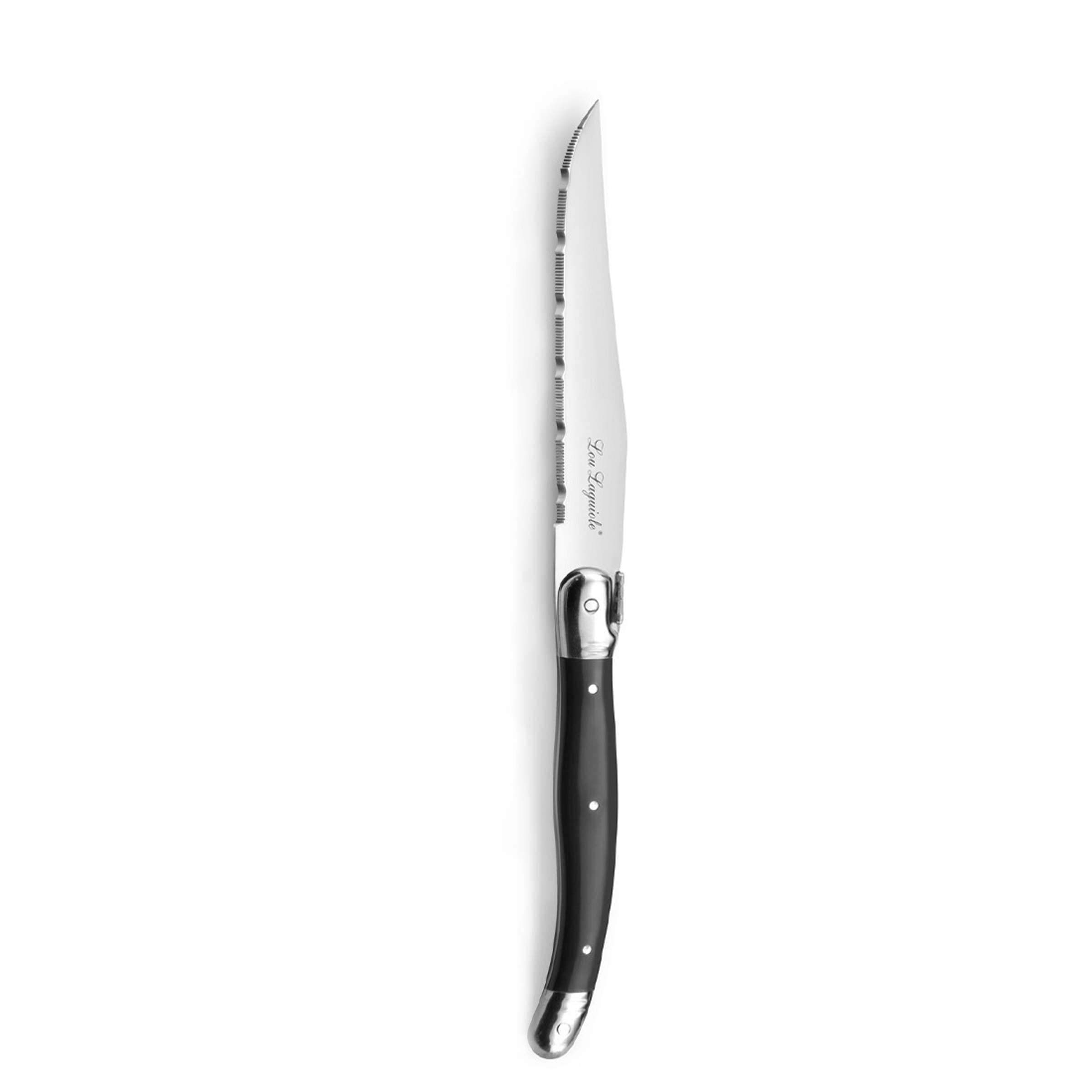Tradition Besteckset 24-teilig von Lou Laguiole, anthrazitfarbenes Cutlery Set mit Messer, Gabel und Löffel, stilvoll und modern gestaltet