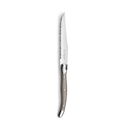 Tradition Besteckset 24-teilig von Lou Laguiole in Taupe, inklusive Messer, Gabeln, Löffel und Teelöffel, hochwertiges Edelstahl.