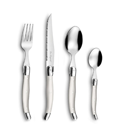 Tradition Besteckset 24-teilig von Lou Laguiole, elegantes Besteck aus Edelstahl mit Perlen-Design, für stilvollen Tisch.