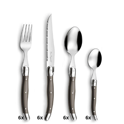 Tradition Besteckset 24-teilig von Lou Laguiole, Messer, Gabeln und Löffel in einem eleganten Besteckset für den Tisch.