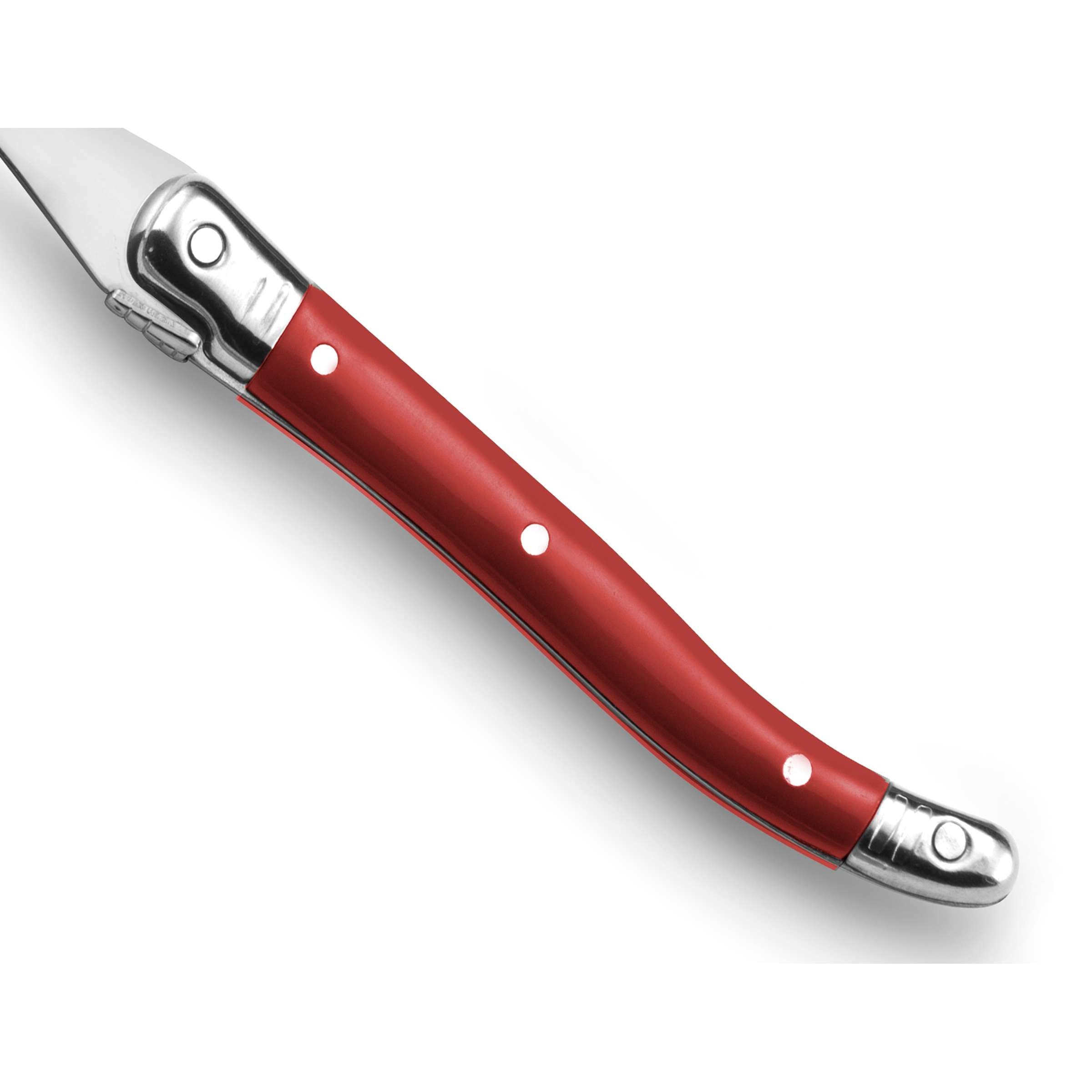 Tradition Besteckset 24-teilig von Lou Laguiole in rotem Design, umfasst Messer, Gabeln, Löffel aus hochwertigem Edelstahl