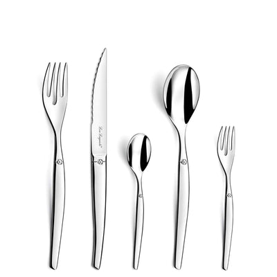 Elegantes 30-teiliges Lou Laguiole Besteckset aus Edelstahl mit Messer, Gabel und Löffeln für die ganze Familie.