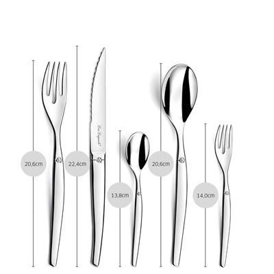 Loue Laguiole JET LAG Besteckset, 30-teilig, glänzendes Edelstahl Besteck mit Messer, Gabel, Löffel für elegante Tischdekoration