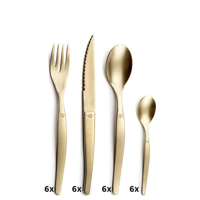 JET LAG Cutlery Set 16-pieces PVD gold satin