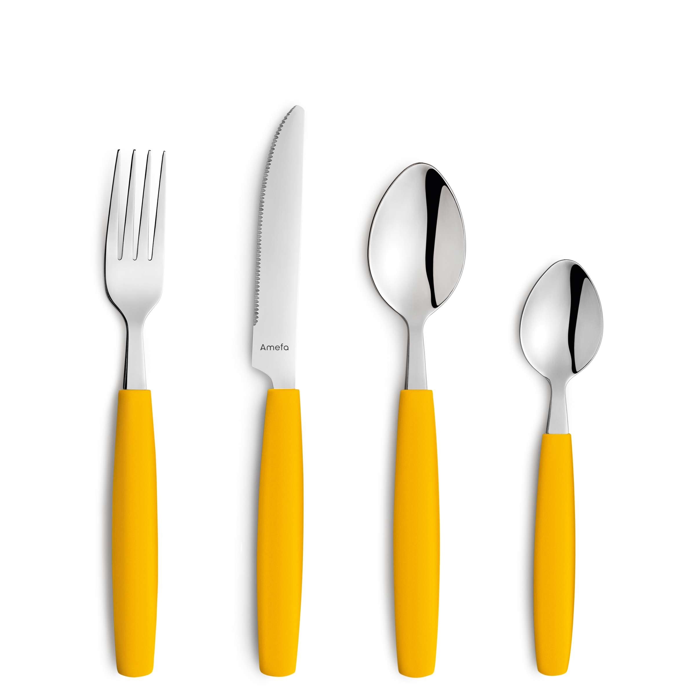 Amefa VALOA Besteckset 16-teilig in sonnengelb, stilvolles Besteck mit Messer, Gabel, Löffel, perfekt für den Esstisch.