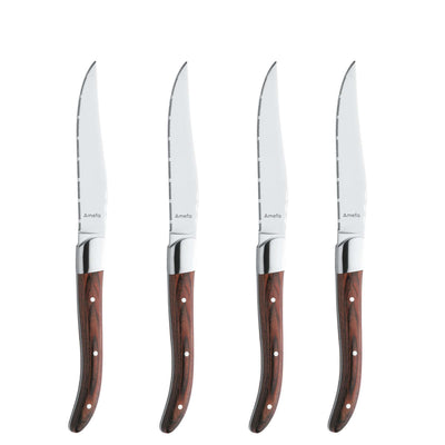 Amefa Royal Steak Messer Set mit 4 Messern aus Edelstahl für saftiges Steak und präzises Schneiden, elegante Besteck-Performance.