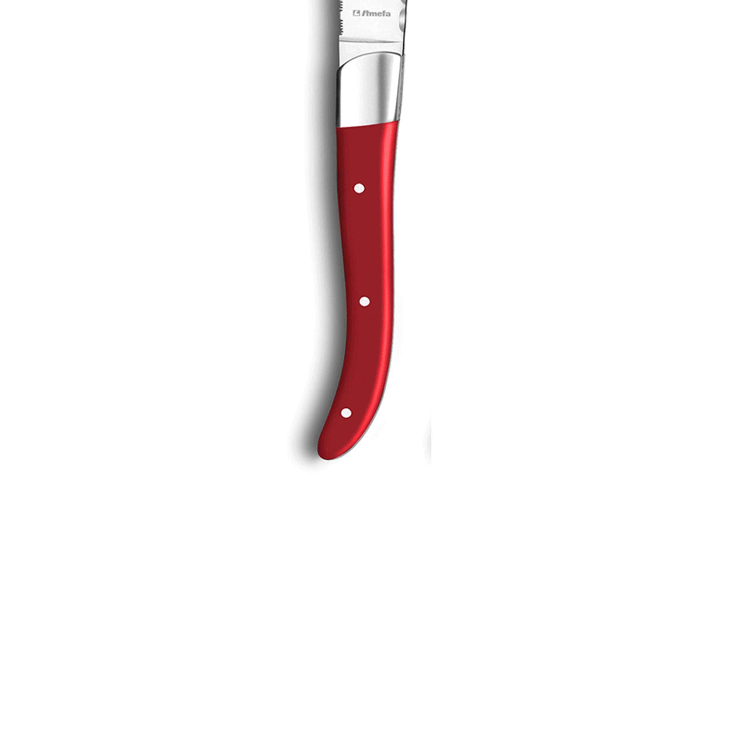 Amefa Royal Steak Messer Set, 6-teilig, rotes Griffdesign, hochwertiges Besteck für Steak und Fleisch, elegant und funktional