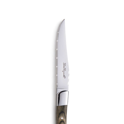 Set aus 6 Lou Laguiole Steakmessern mit Holzgriff, hochwertiges Besteck für saftige Steaks, elegante Küchenutensilien