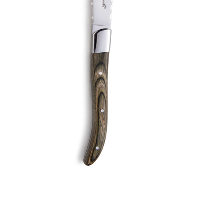 6-teiliges Louis Laguiole Steakmesser Set mit Holzgriffen, hochwertiges Besteck für Fleischgerichte, elegante Schneidmesser.
