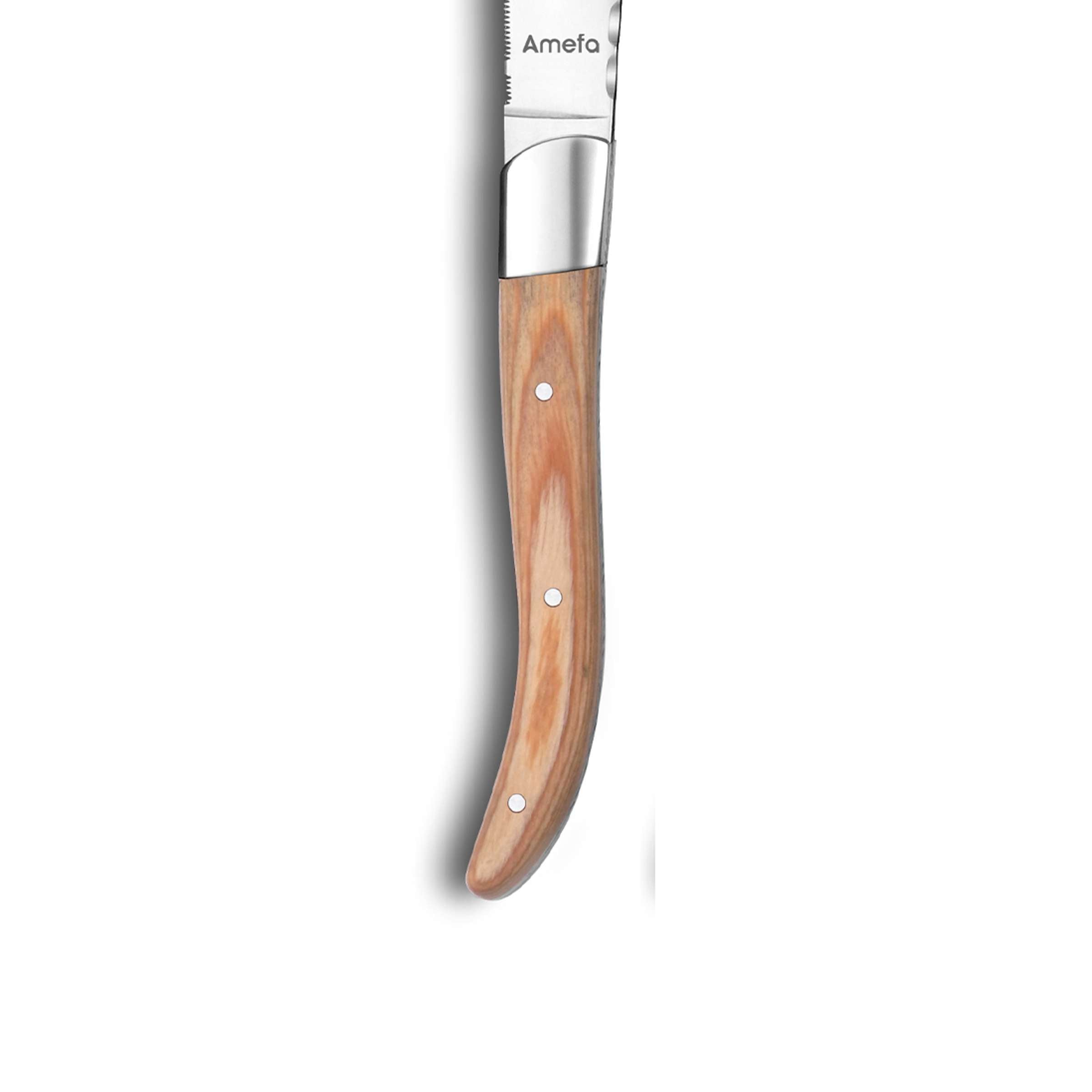 Amefa Royal Steak Messer Set mit 4 Messern aus Holz, hochwertiges Besteck für Steak und Fleisch, elegante Essbesteck-Garnitur